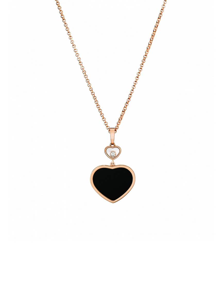 Chopard - PENDANT HAPPY HEARTS RG 1MOV DIAM, ONYX