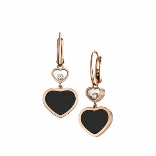 Chopard - HAPPY HEARTS EARRINGS RG ONYX 2MOV DIAMS