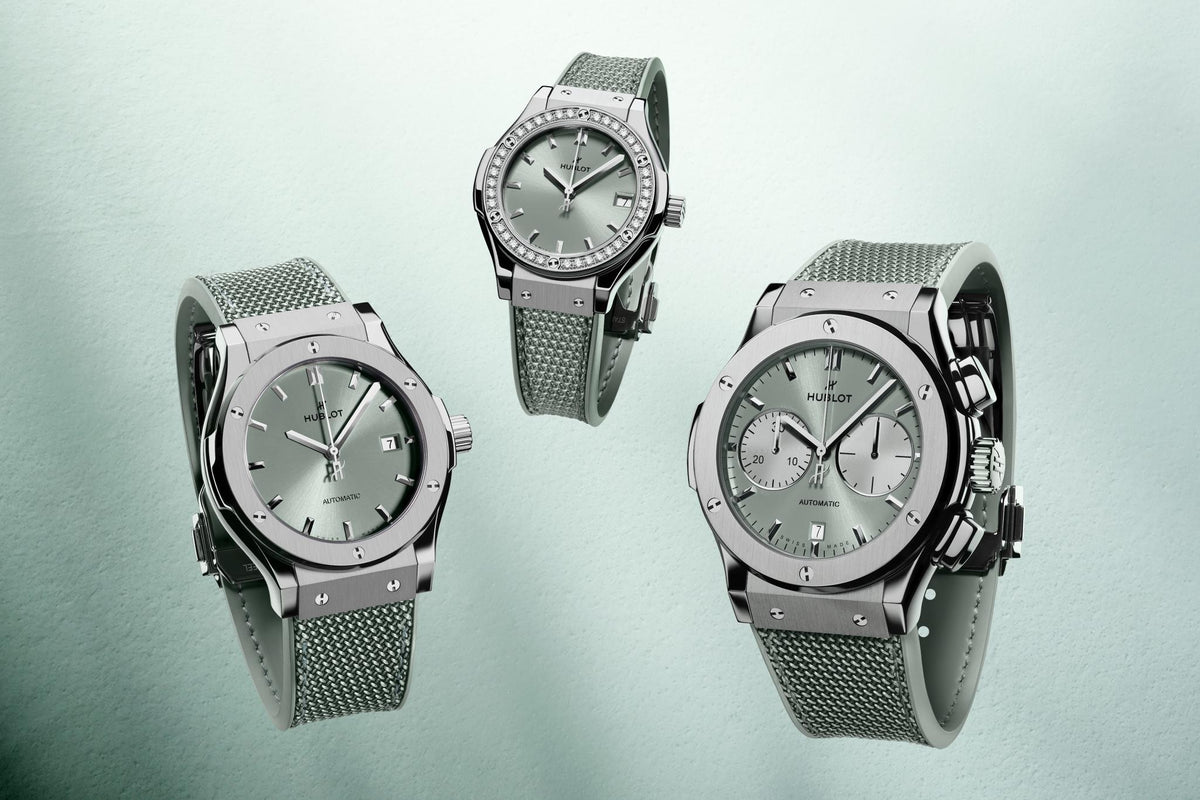 Classic Fusion Titanium Sage Green Diamonds 33MM