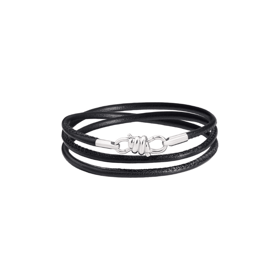 Nodo Bracelet Silv Black Leath Cord Larg DBB9100-KNOT0-LNEAG