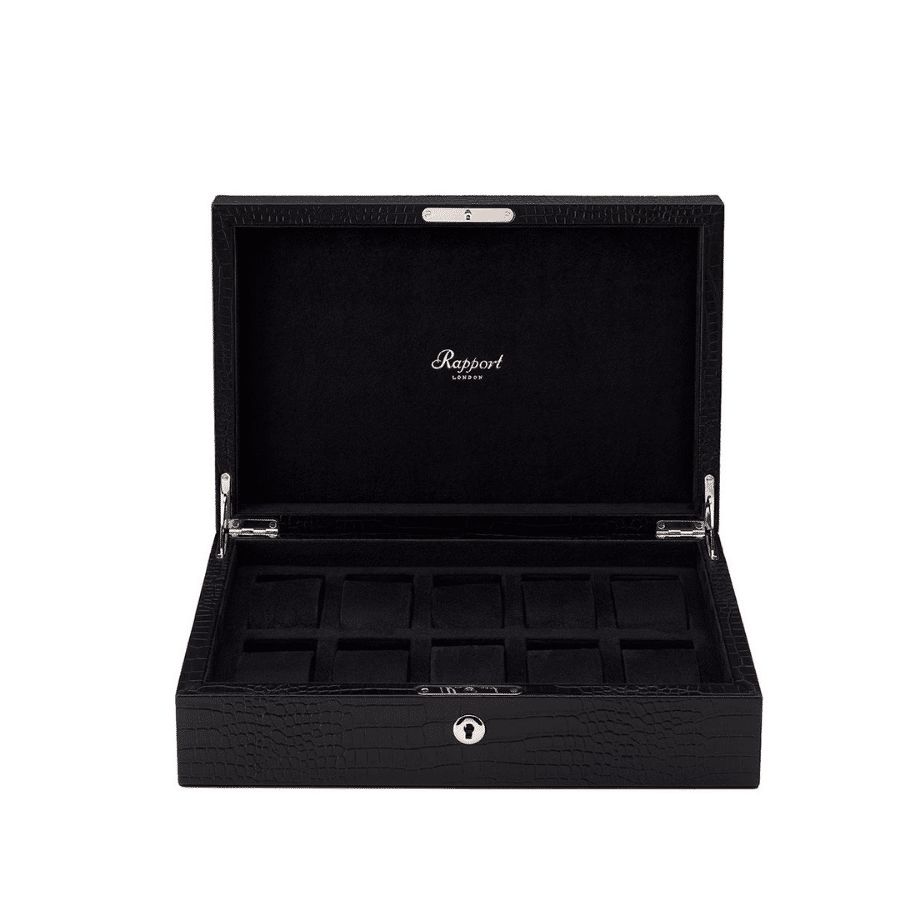 Black Leather Collector Watch Box X10 L264