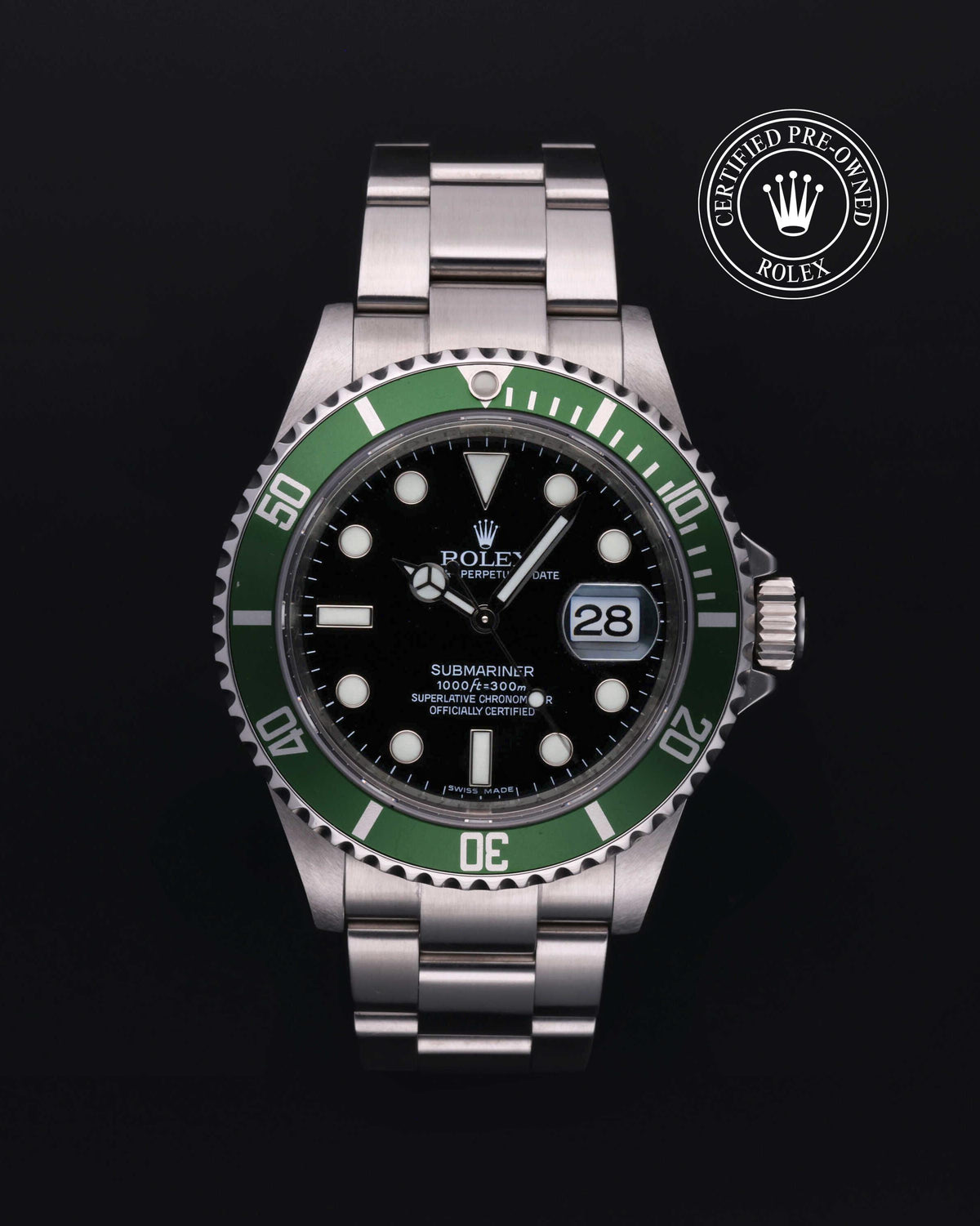 Rolex Submariner Date 16610LV, Oystersteel, Black dial, front view