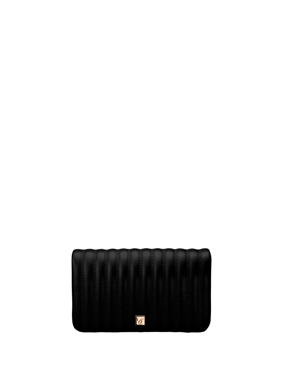Ice Cube Clutch Bag Black Quilt Calfskin 95000-1059