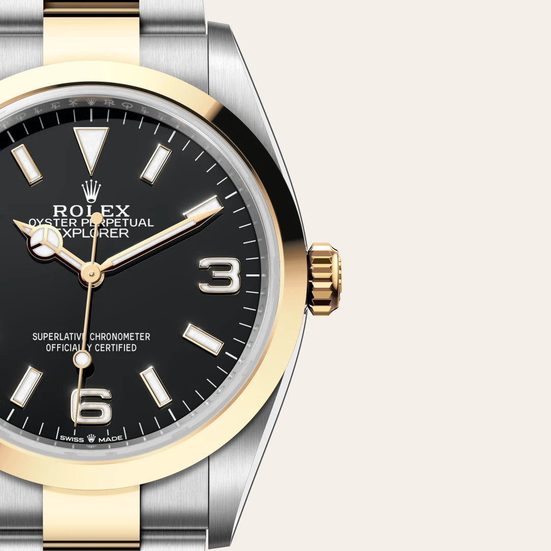 Rolex Explorer in Oystersteel and yellow gold, M124273-0001 - Edwards Lowell
