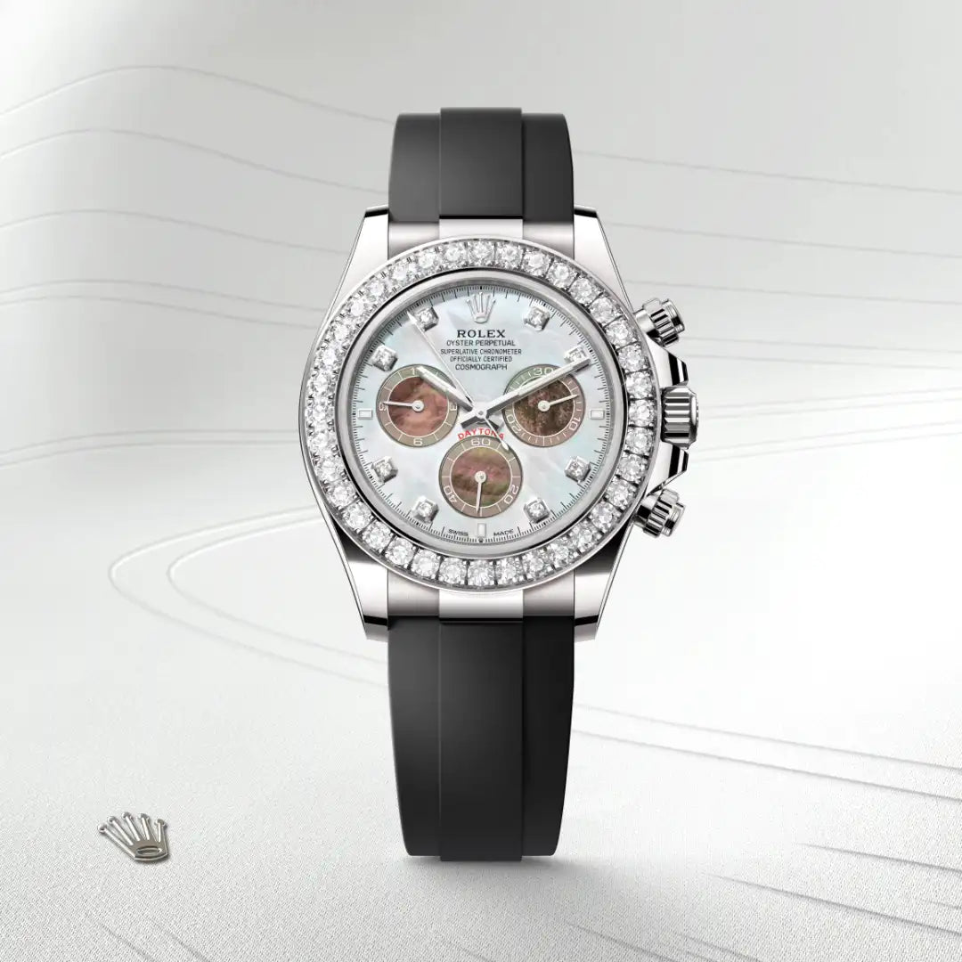 Rolex Cosmograph Daytona in white gold and diamonds, M126589RBR-0001 - Edwards Lowell