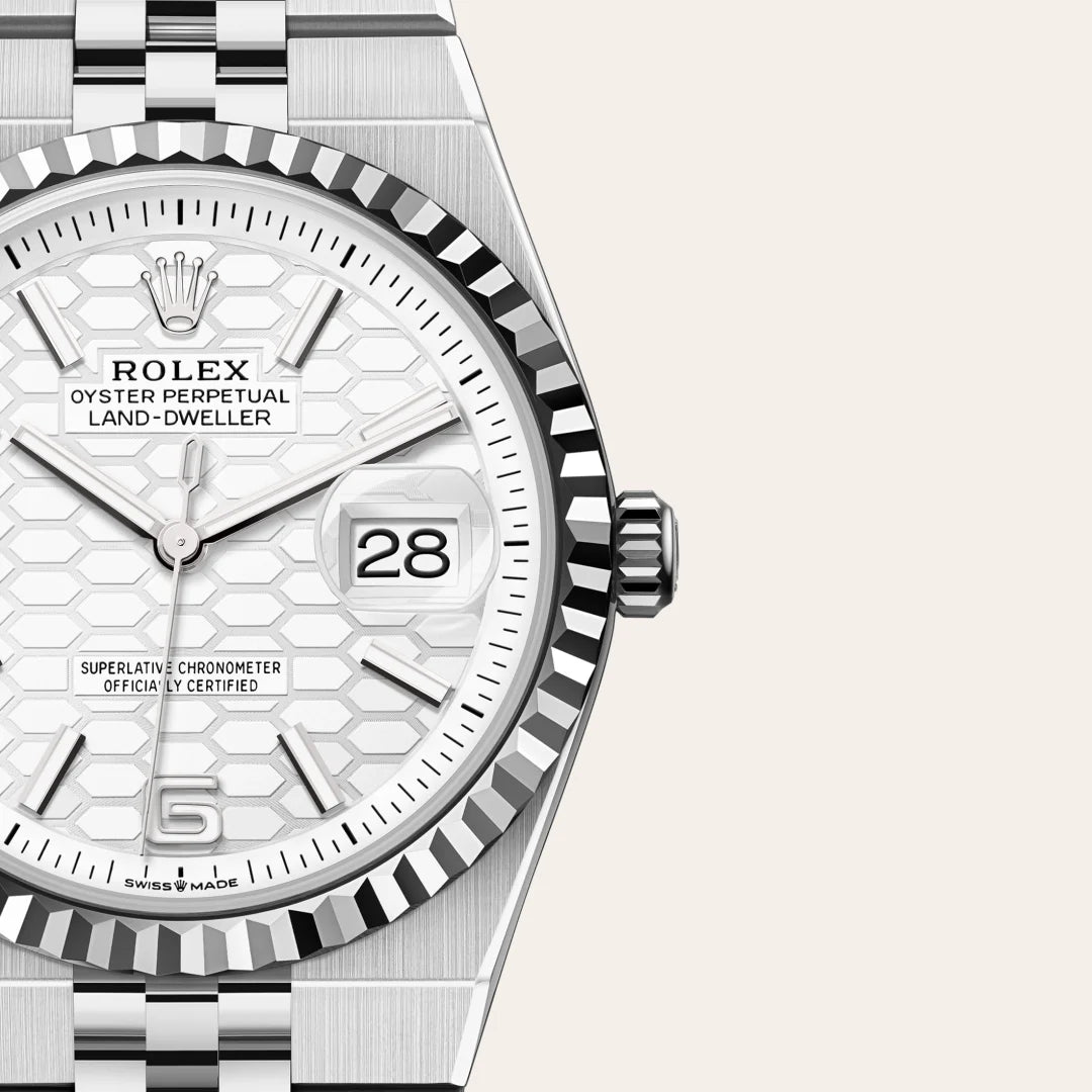 Rolex Land-Dweller in Oystersteel and white gold, M127234-0001 - Edwards Lowell