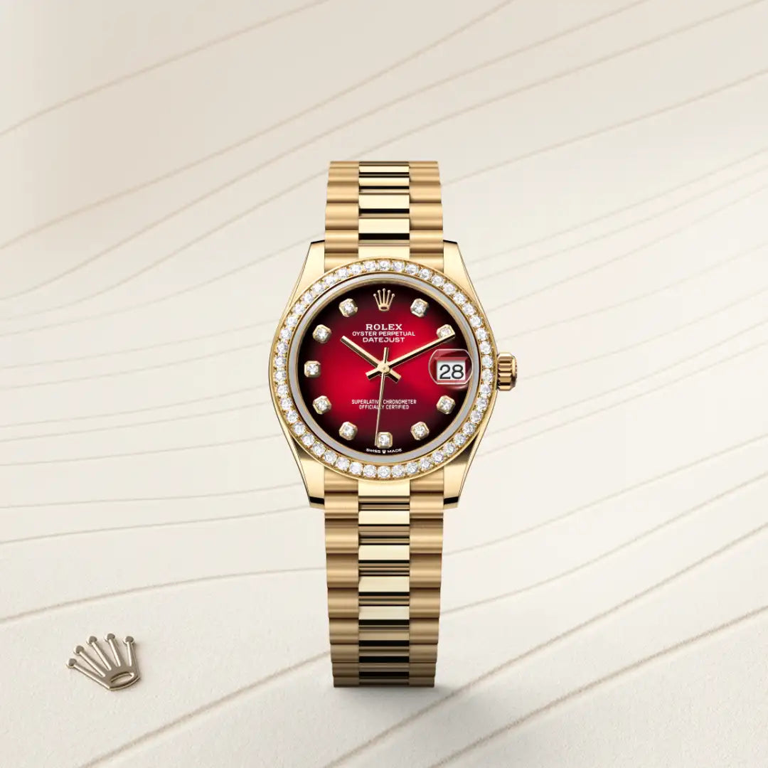Rolex Datejust in yellow gold and diamonds, M278288RBR-0041 - Edwards Lowell