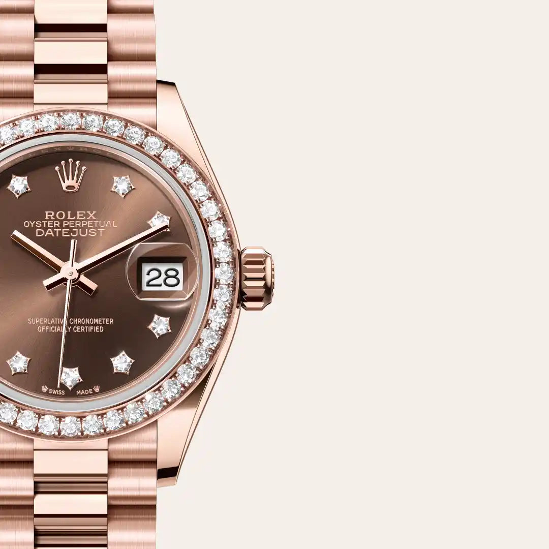 Rolex Lady-Datejust in Everose gold and diamonds, M279135RBR-0001 - Edwards Lowell