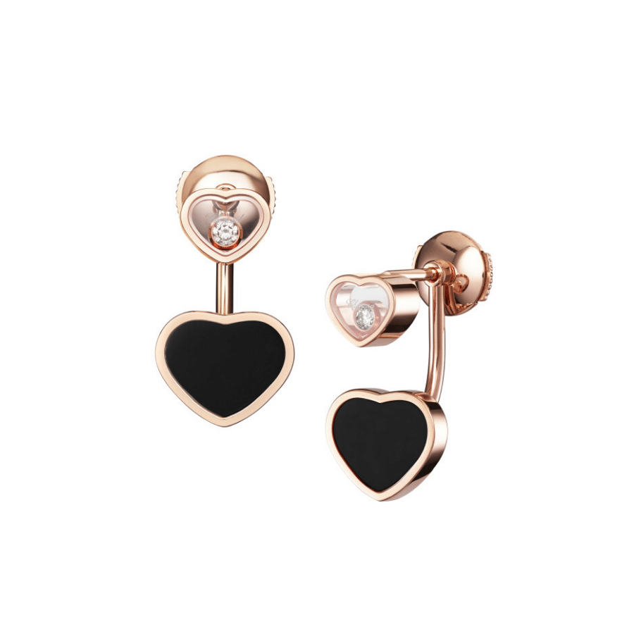 Chopard - HAPPY HEARTS EARRINGS RG ONYX
