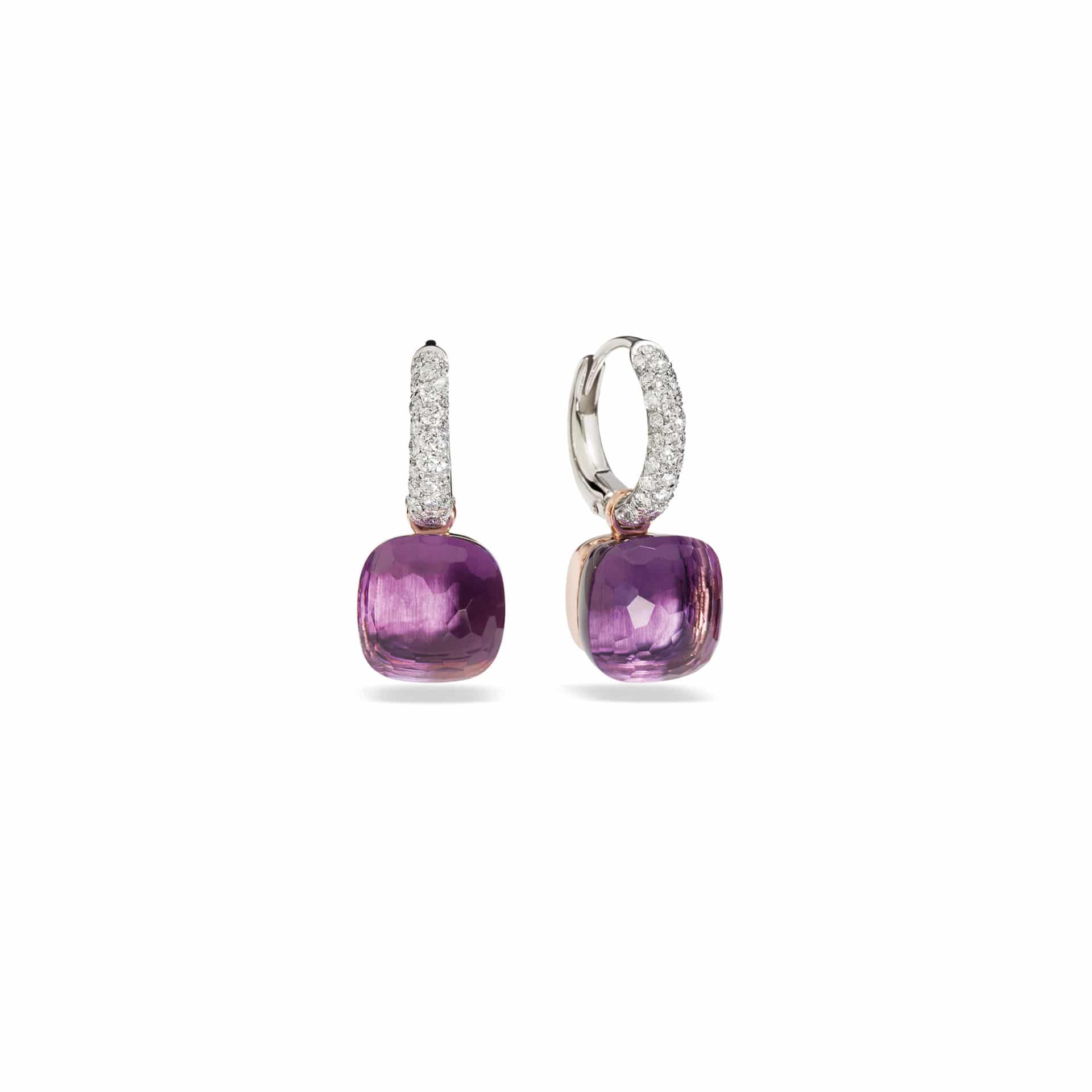 Pomellato - NUDO EARRING WG/RG DROP AMETHYST DIAMOND