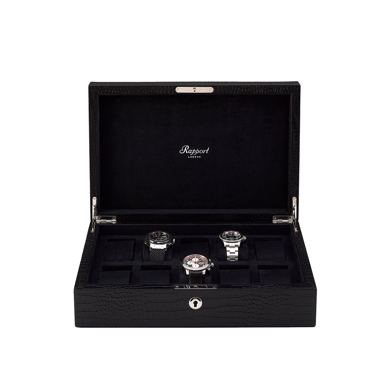 Black Leather Collector Watch Box X10 L264