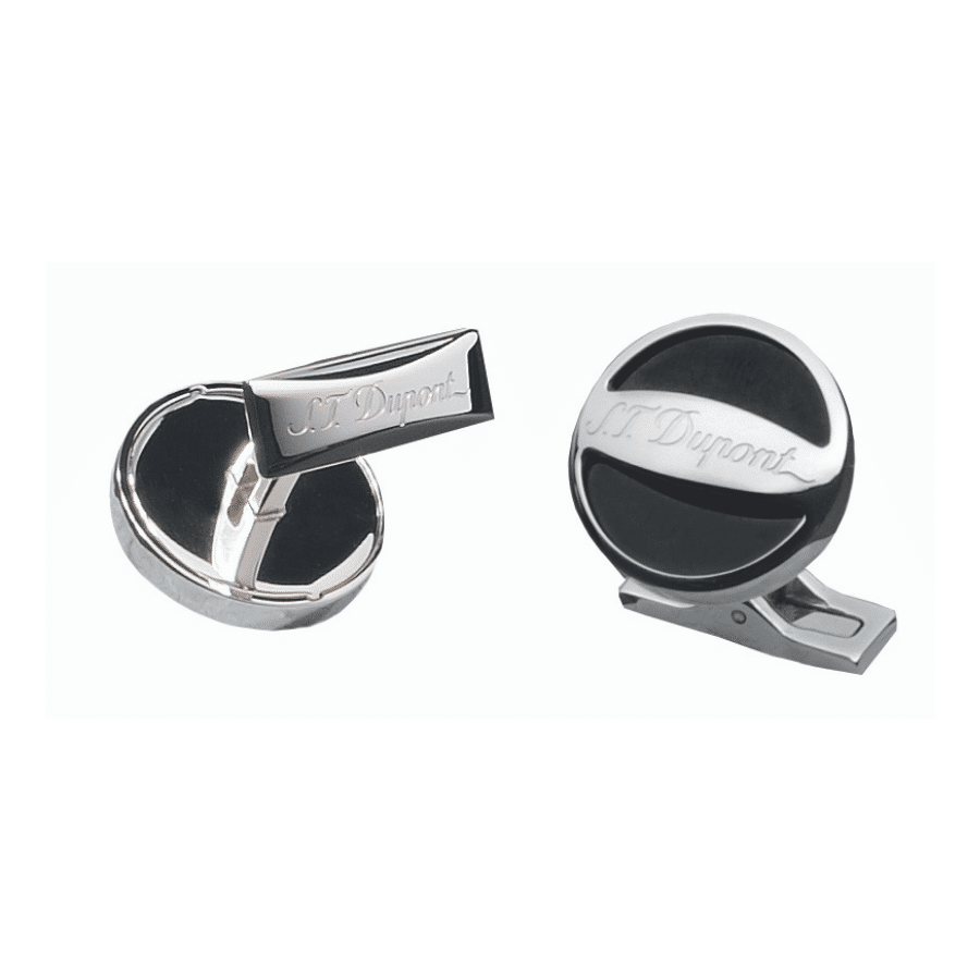 Cufflinks Round Script Black/steel 005590