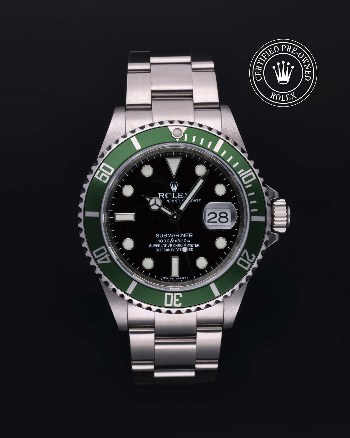 Rolex Submariner Date 16610LV, Oystersteel, Black dial, front view