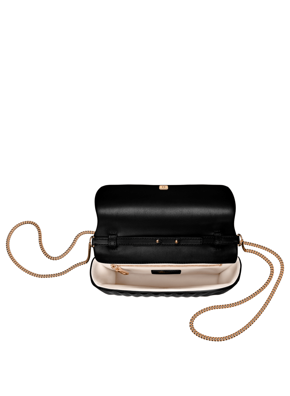 Ice Cube Clutch Bag Black Quilt Calfskin 95000-1059