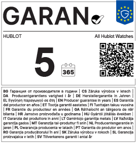 EU GARAN label: 5-year producer guarantee of durability from Hublot for all Hublot watches