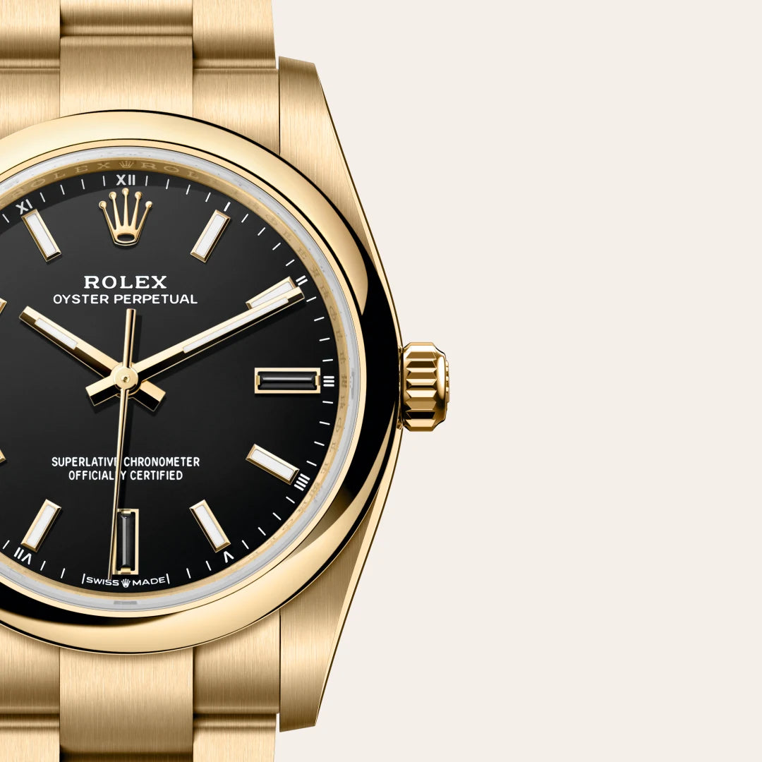 Rolex Oyster Perpetual in yellow gold, M124208-0001 - Edwards Lowell