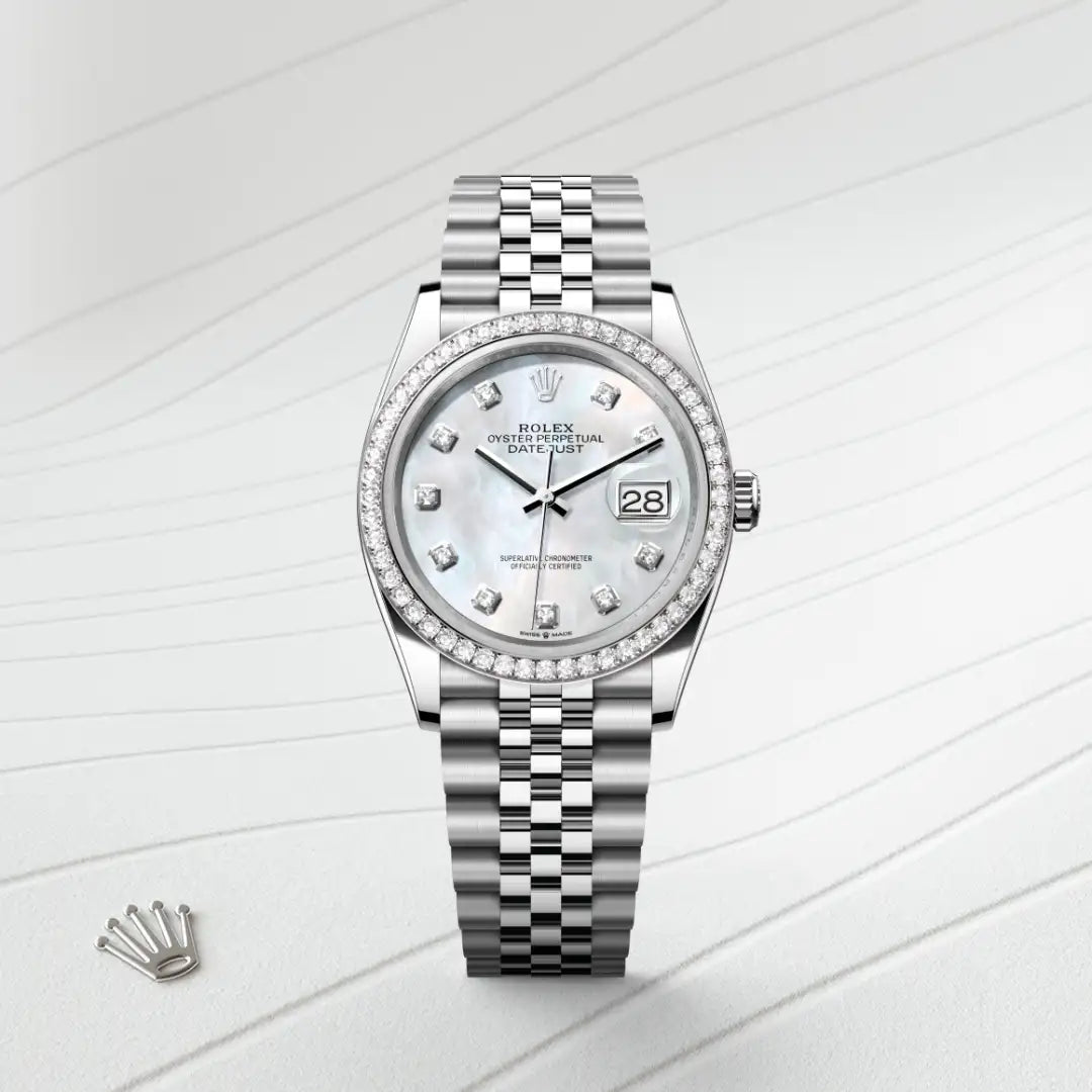 Rolex Datejust in Oystersteel, white gold and diamonds, M126284RBR-0011 - Edwards Lowell