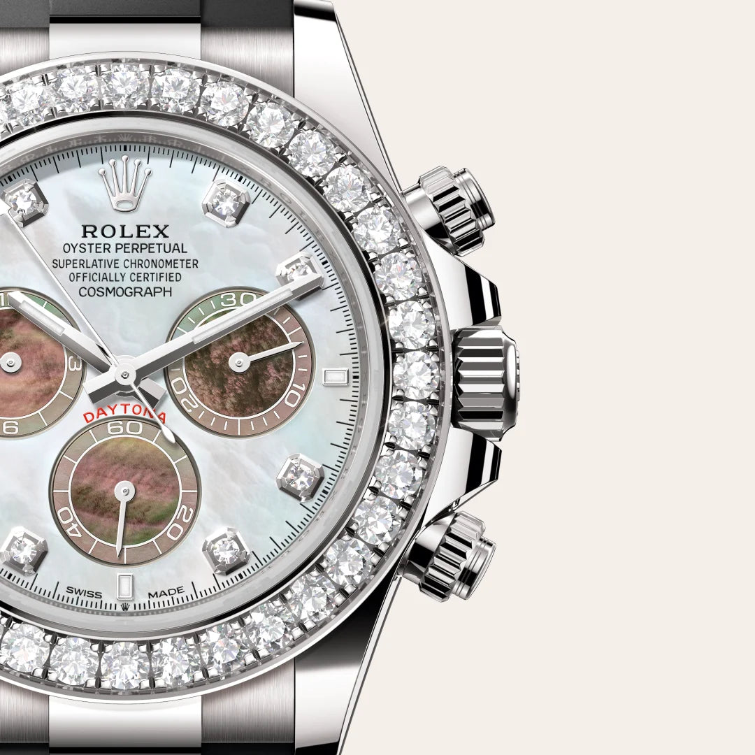 Rolex Cosmograph Daytona in white gold and diamonds, M126589RBR-0001 - Edwards Lowell