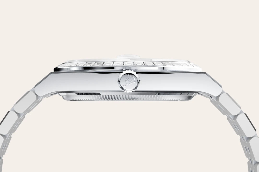 Rolex Land-Dweller in platinum and diamonds, M127286TBR-0001 - Edwards Lowell