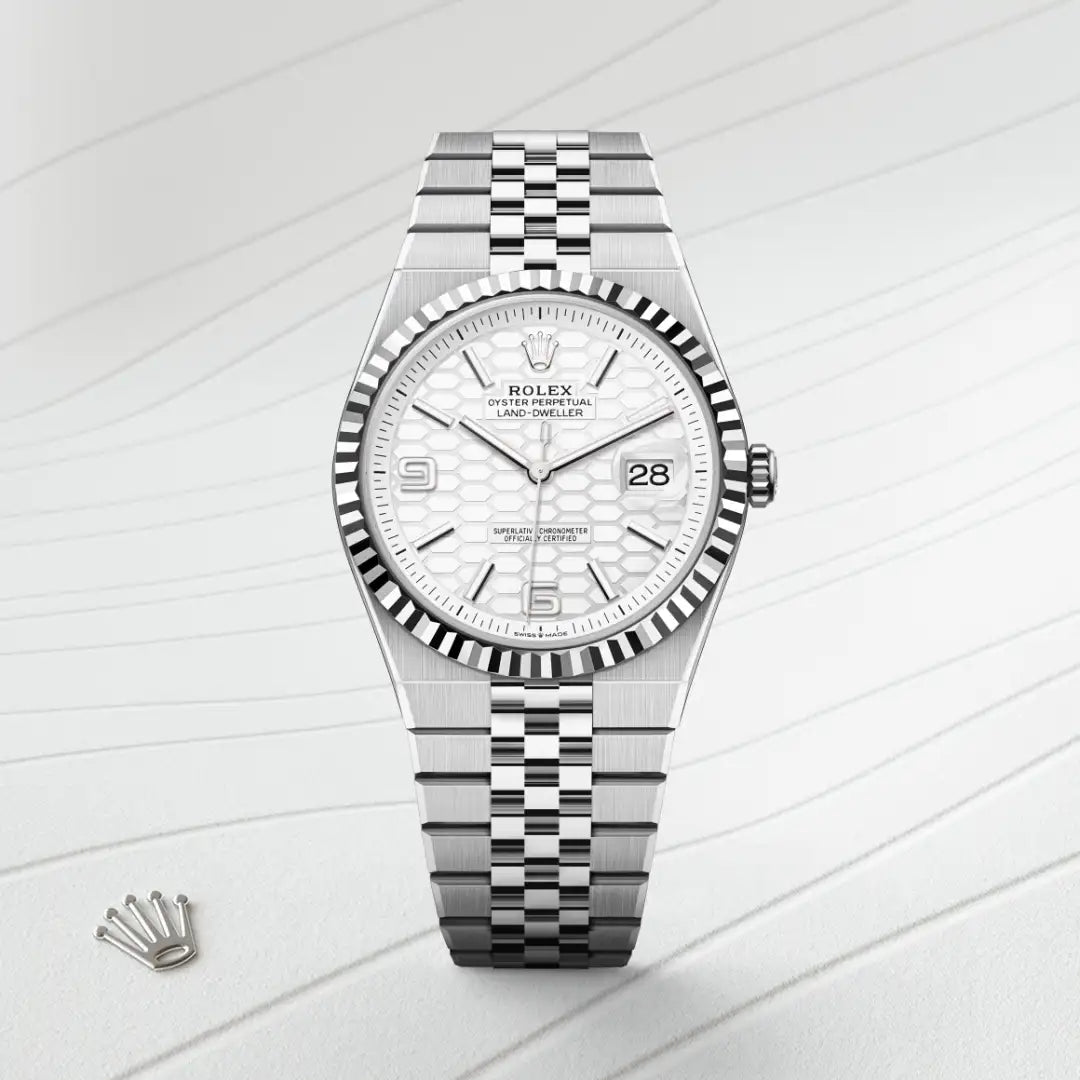 Rolex Land-Dweller in Oystersteel and white gold, M127334-0001 - Edwards Lowell