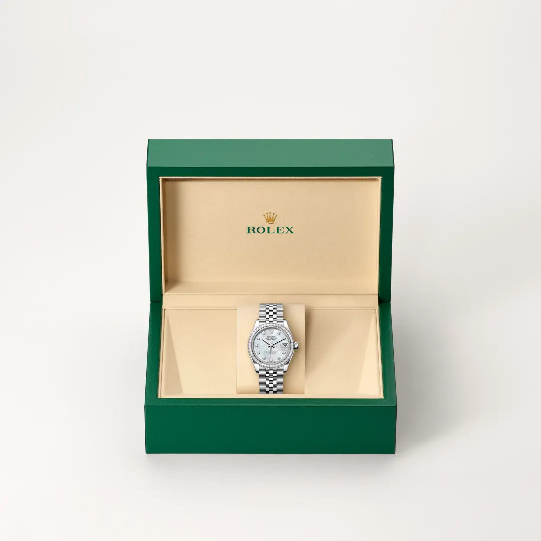 Rolex Datejust in Oystersteel, white gold and diamonds, M278384RBR-0008 - Edwards Lowell