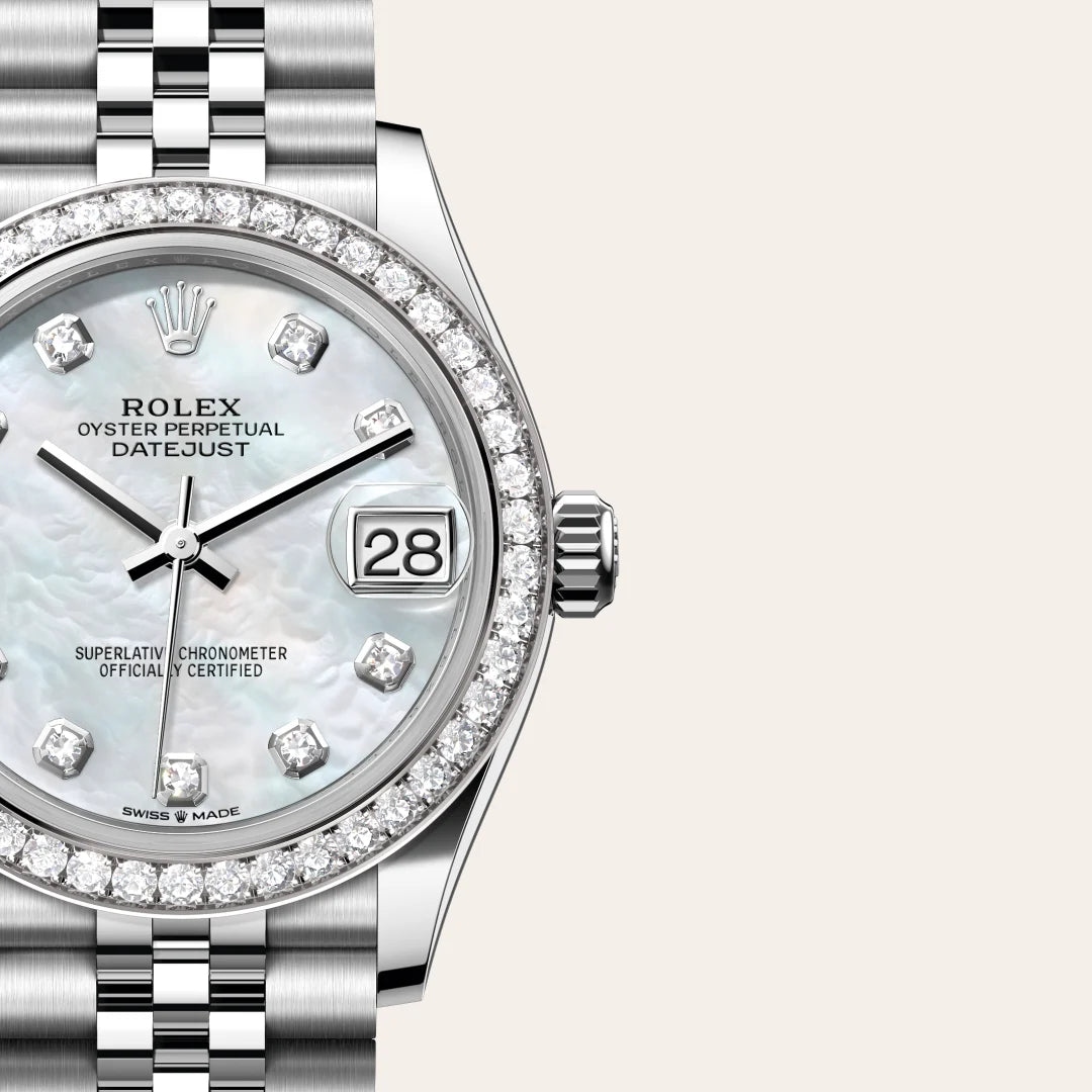 Rolex Datejust in Oystersteel, white gold and diamonds, M278384RBR-0008 - Edwards Lowell
