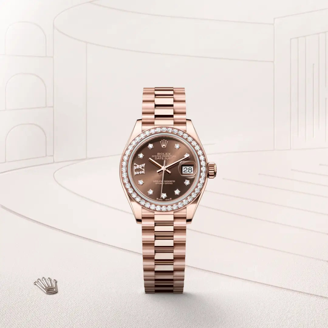 Rolex Lady-Datejust in Everose gold and diamonds, M279135RBR-0001 - Edwards Lowell