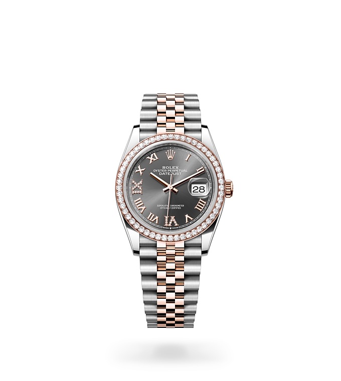 Datejust 36 Oyster, 36 mm, Oystersteel, Everose gold and diamonds