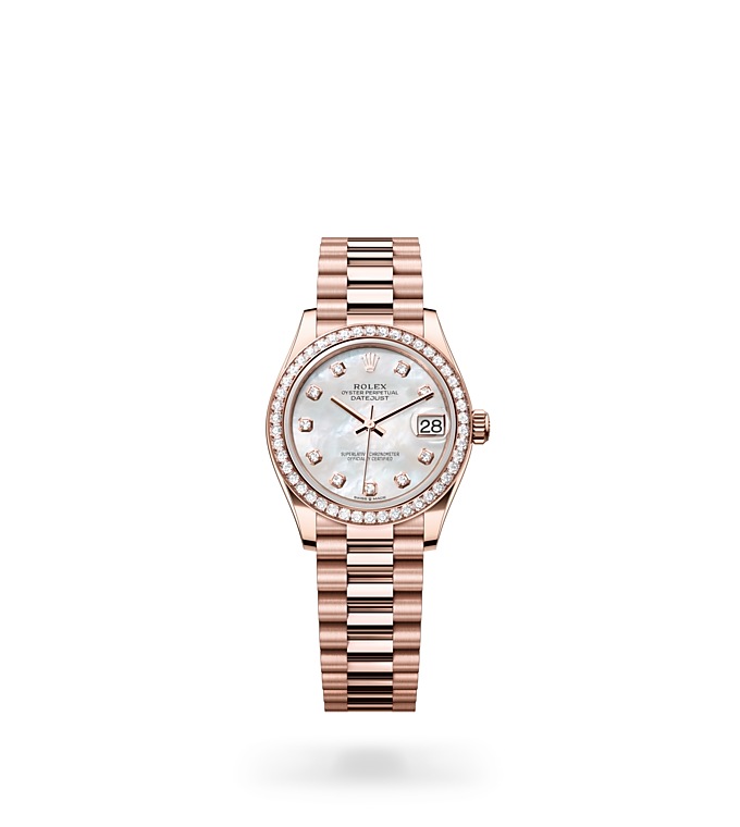 Datejust 31 Oyster, 31 mm, Everose gold and diamonds