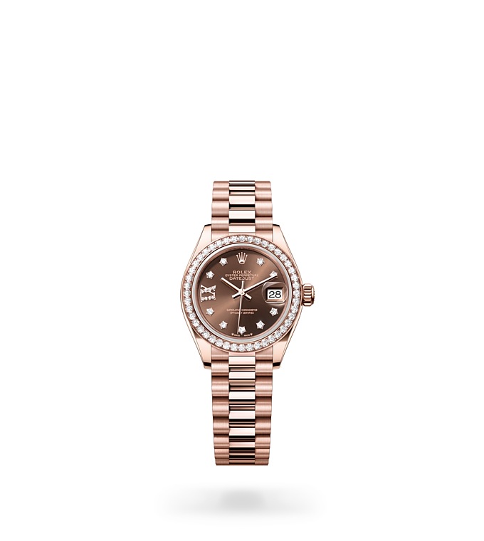 Lady-Datejust Oyster, 28 mm, Everose gold and diamonds